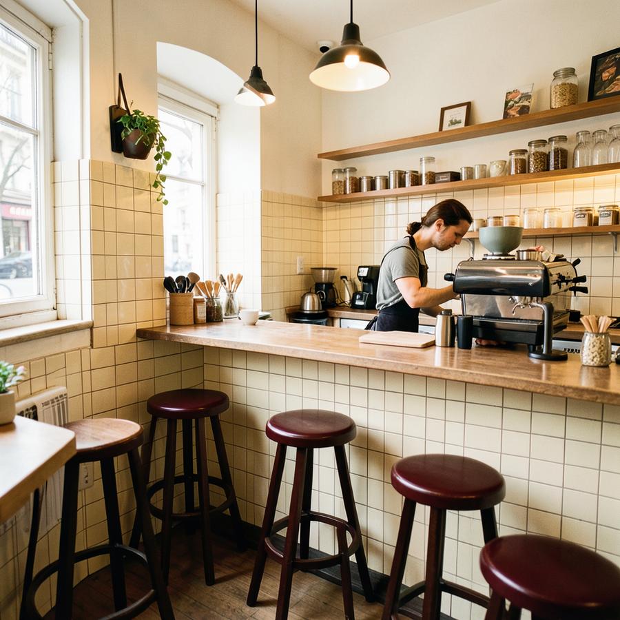 Interior conceptual de Bruma Café · Demo